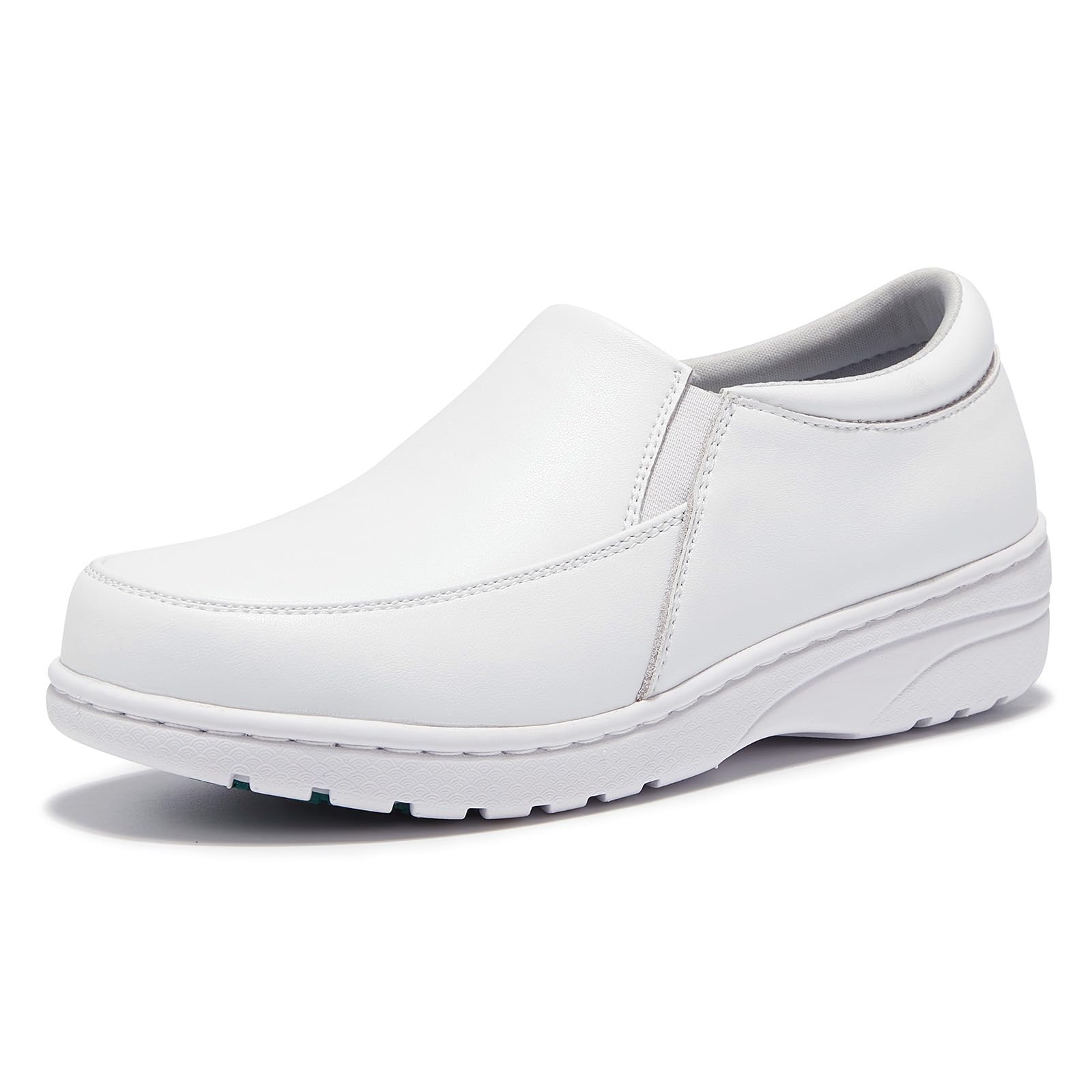 Photo 1 of PEDASVON Women's Slip On Extra Wide Width Work Shoes Lightweight Slip Resistant Waterproof Food Service Comfortable Nurse Shoes White