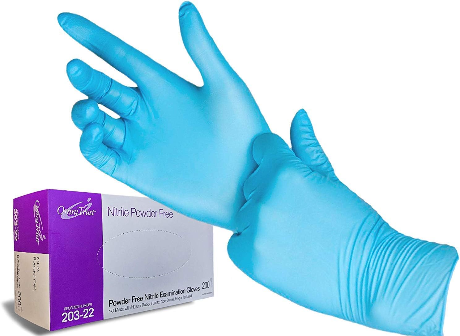 Small Nitrile Exam Gloves (1 Pack, 200 Count Each) - Medical Grade, Powder Free, Latex Rubber Free, Disposable, Non Sterile, Food Safe, Textured Fingers, Blue Color, Convenient Dispenser