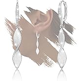 Silver Twisted Dangle Earrings for Women - Sparkle Cubic Zirconia Spiral Hoop Dangling Earrings Lightweight Hypoallergenic Nickel Free Long Earring for Sensitive Ears Classic Jewelry Gifts