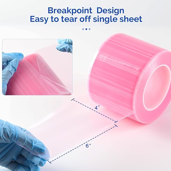 JMU BARRIER FILM 6 ROLLS, BARRIER FILM TATTOO PINK BARRIER TAPE FOR DENTAL MEDICAL TATTOO, 4 X 6 INCH