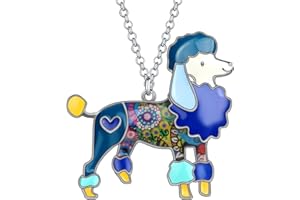 BONSNY Love Heart Enamel Zinc Alloy Metal Poodle Puppy Dog Necklace Pendant Pets Unique Design