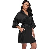 Women's Short Silky Robes Womens Satin Bathrobe Bride Bridesmaid Wedding Party Sleepwear Loungewear