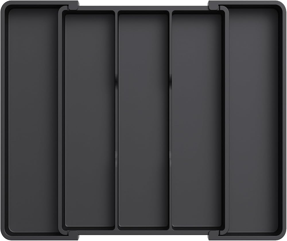 Lifewit Utensil Drawer Organiser Extendable Cutlery Tray Black Medium