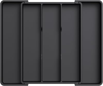 Lifewit Utensil Drawer Organiser Extendable Cutlery Tray Black Medium