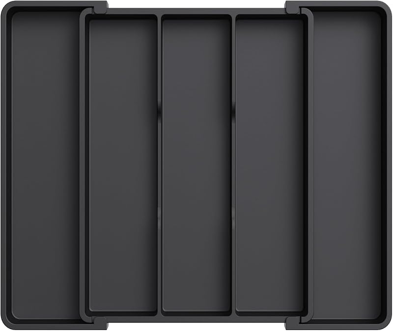 Lifewit Utensil Drawer Organiser Extendable Cutlery Tray Black Medium
