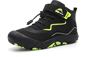 FLIOZY Kids Hiking Boots Boys Girls Mid-Top Outdoor Waterproof Non-Slip Breathable Sneakers with Anti-Collision Toe and Hook-