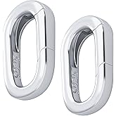 Pndeyo 2pcs 925 Sterling Silver Oval Jewelry Clasps, Hypoallergenic Necklace Enhancer Shortener, Spring Bail Clasp Rings Connector Clips for Bracelet Anklet Keychain Jewelry Making (M)