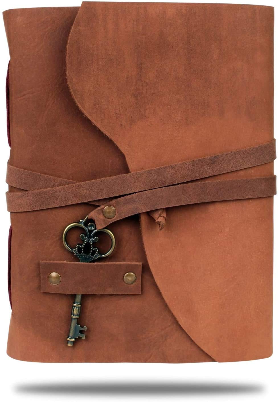 Overdose Buff with key designed Handmade Leather Celtic Griffin Journal Daily Planner Handbook Diary Sketchbook Size 6x8 Inches