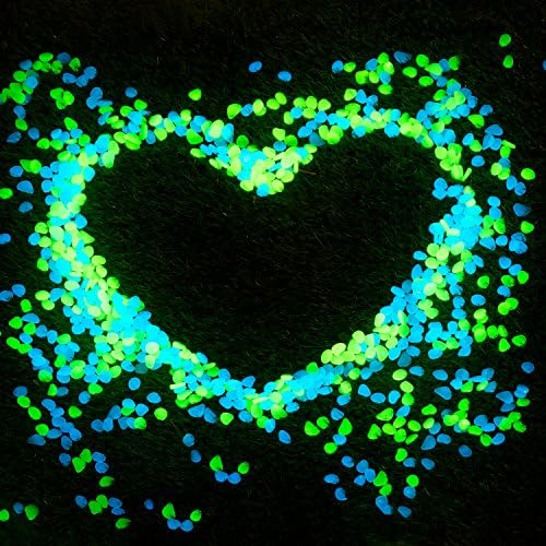 200 PACK Glow in the Dark Garden Pebbles,Glow Bulk Stones Rocks for Walkways Outdoor Decor Aquarium Fish Tank Garden Decorative Stones for Path Lawn Yard Walkway (100pcs Blue+100pcs Green)