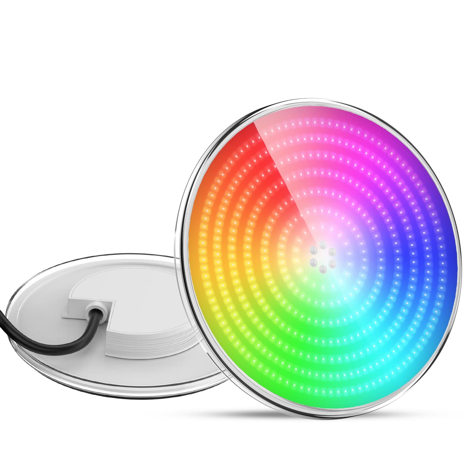 LyLmLe Resin Filled Flat LED Swimming Pool Light,PAR56 35W RGB Underwater Light,140°Beam Angle,IP68 Waterproof, 12V AC (Control Units not Included)