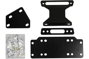 SuperATV Black Ops 6000 lb Winch and Winch Mounting Plate Compatible with Yamaha Viking/EPS/VI (See Fitment) | Complete Yamaha Viking Winch Kit Ready for Install | 3/16" Steel Plating