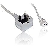 UK Standard IEC C13 to 3 Pin UK Mains Plug Lead, 5m - WHITE