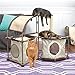 Kitty City 2 Hideaway Sections and Rounded Top with Toy Cat Condo Duplex, Tan
