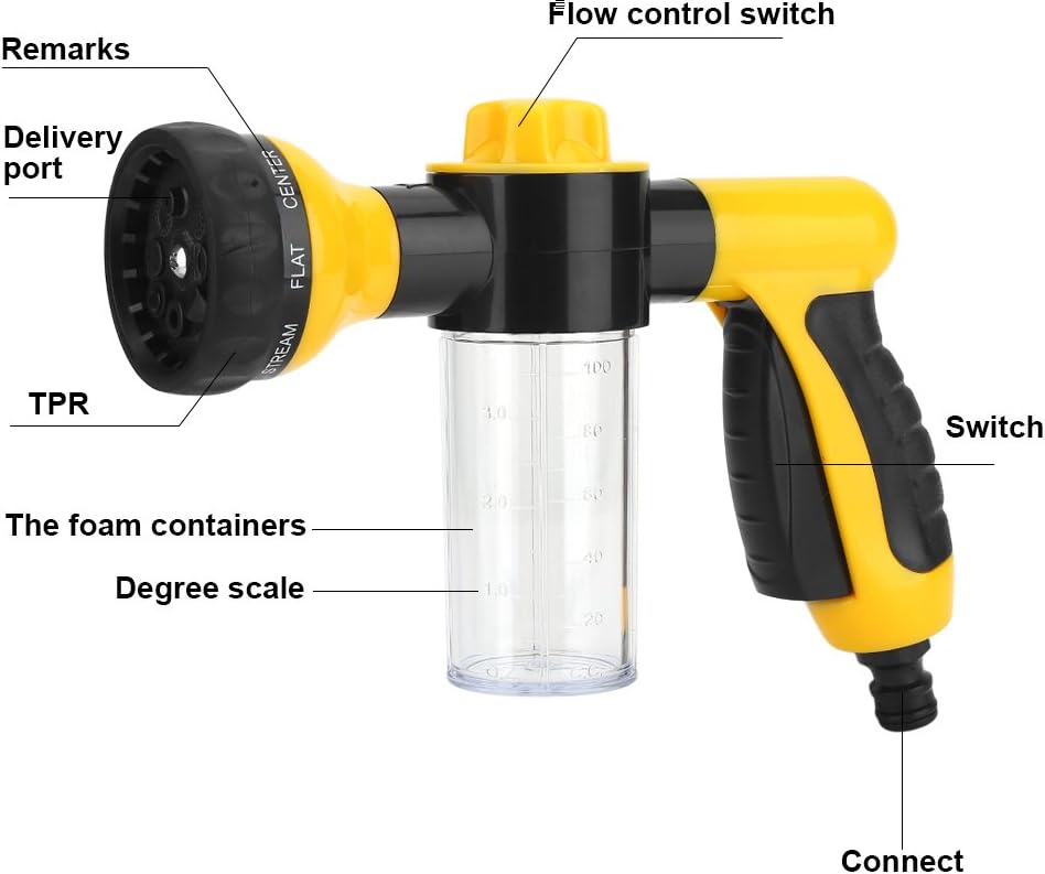 Snow Foam Lance Pressure Washer Foam Gun, Foam Maker Jet Foamer Soap Dispenser Nozzle Adjustable for Car Washing Yard Cleaning - Image 3