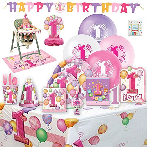 Baby's 1st Birthday Party Supplies Girl for 8 Guests