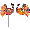 YEAHOME Thanksgiving Decorations Outdoor, 2PCS Turkey Decorative Garden Stakes with Sunflowers for Fall Thanksgiving Decor, Metal Yard Signs for Home Garden Lawn Porch Fall Decorations