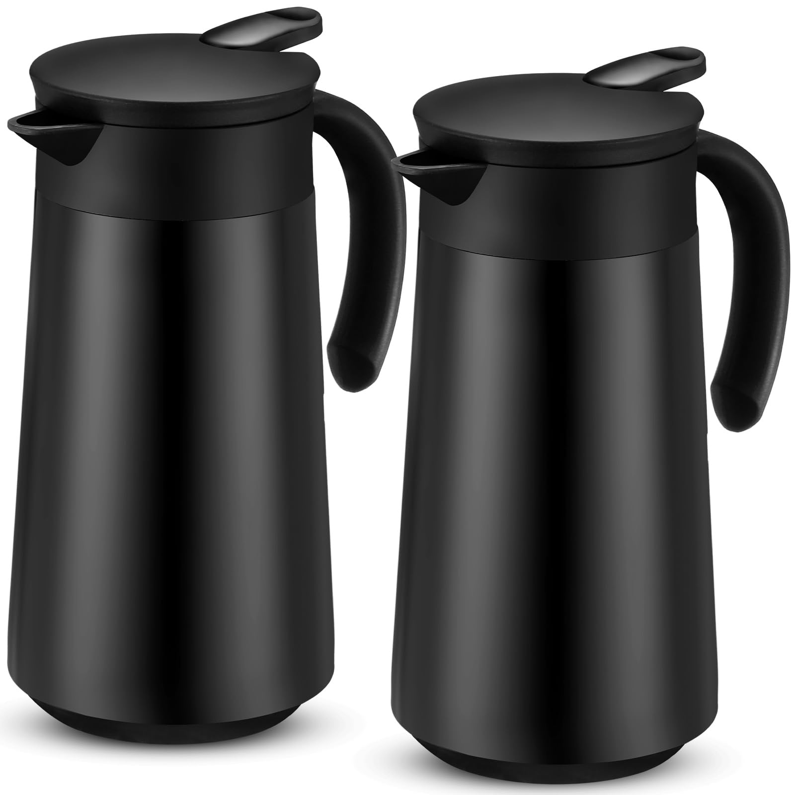 Photo 1 of *Damaged item/ peeling* Ziliny 2 Pcs 27oz Thermal Coffee Carafe Stainless Steel Coffee Pot for Keeping Hot/cold Insulated Double Walled Vacuum Tea Pot with Press Button Drink Beverage Dispenser for Milk Tea(Black)