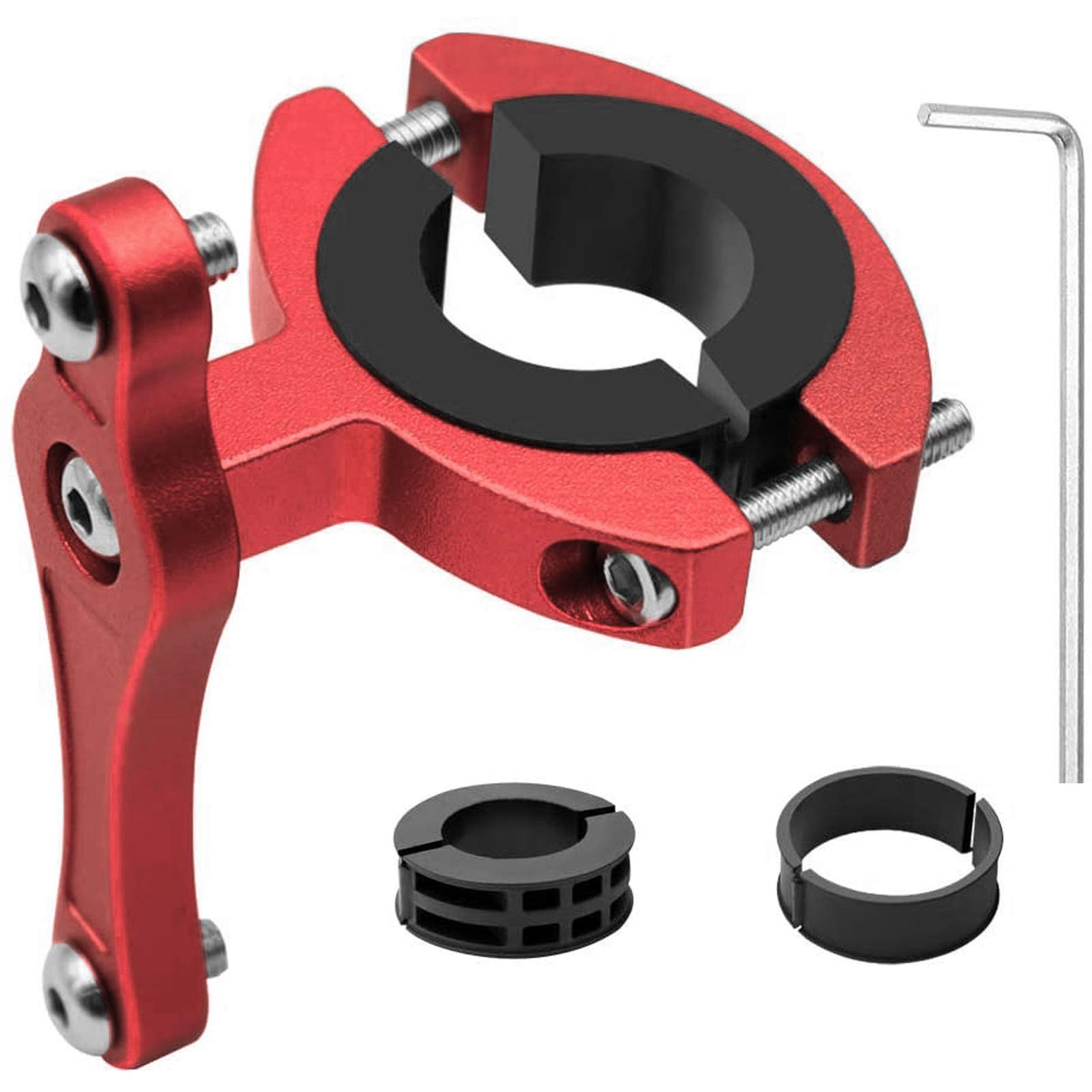 HONZUEN Aluminum Road Bike Bottles Cage Mount Adapter, Bilateral Fixation MTB Water Bottle Cage Clamp Mount Bicycle Bottle Holder Bracket,Easy to Install on Handlebar Seat Post for Baby Stroller Red