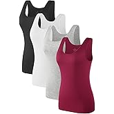 Air Curvey 4 Pack Tank Top for Women Basic Undershirt Tanks Sleeveless Casual Shirts Soft Seamless Layering Tops
