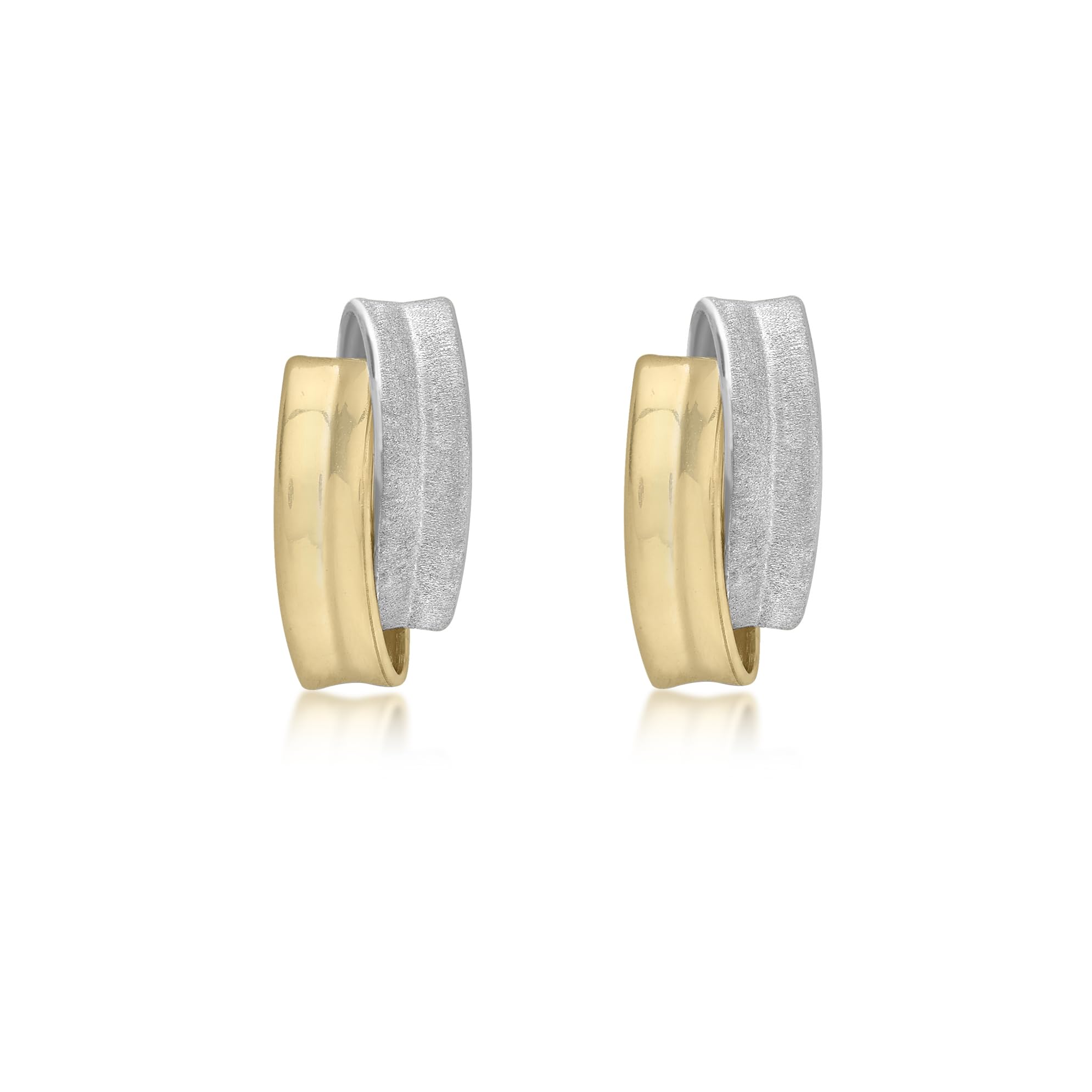 CARISSIMA Women's 9 ct Yellow and White Gold Satin and Polished Two Band Earrings