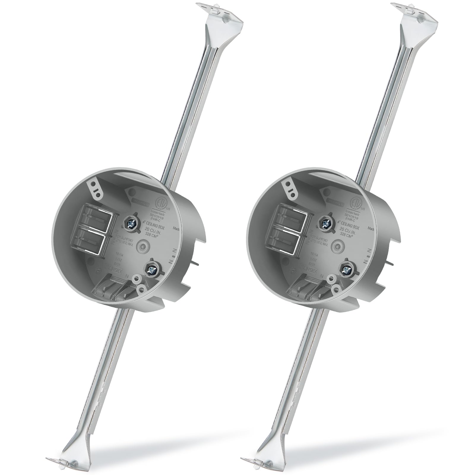 Photo 1 of Therwen 2 Pcs Ceiling Fan Brace Electrical Box 14.25 to 22.5 Inch Adjustable Electrical Box and Support Bar Fan Mounting Bracket for Summer Light Fixtures Installations (Blue)