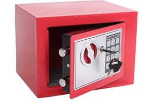 Yuanshikj Electronic Deluxe Digital Security Safe Box Key Keypad Lock Home Office Hotel Business Jewelry Gun Cash Use Storage (Red, 17E)