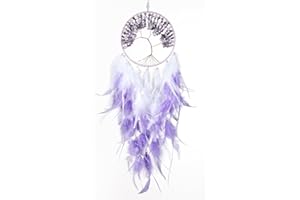 HOLSM-III Tree of Life Large Dream Catchers - Lavender Rooster Feathers with Amethyst, Handmade Chakras Dreamcatcher for Bedroom, A Dream Catcher for Girls, Dream Catchers for Boys, Dream Catcher Wall Decor