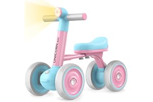 MINUTRY Baby Balance Walker Bike for Toddler: 4 Wheels Pre-School First Bike Walk and Ride On Toys - Ideal 1st Birthday Gifts for 12-24 Months Boys & Girls