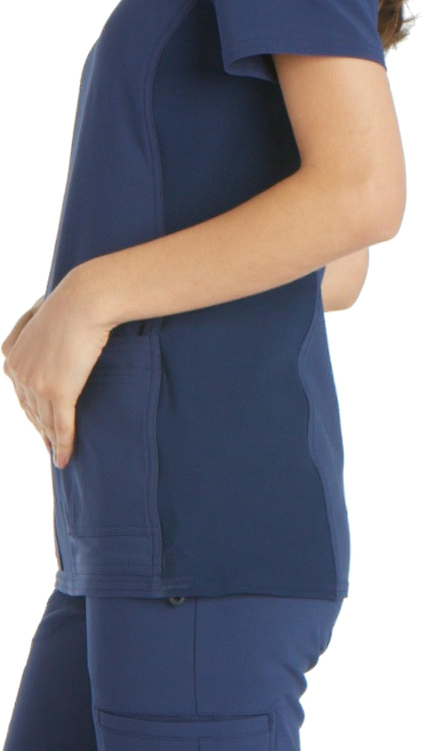 Cherokee iflex Women's V-Neck Knit Panel Scrub Top: Clothing