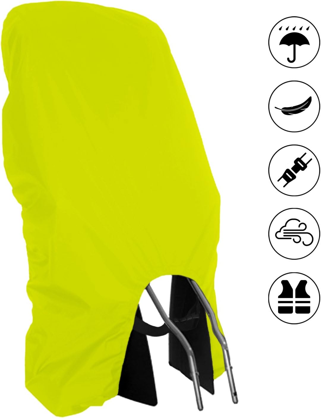MadeForRain High Visibility Rain Cover for Child Bike Seats - CityFrog Sport - Neon Yellow