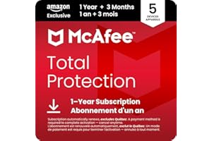 McAfee Total Protection 2026 | 5 Devices | 15 Month Subscription with Auto-Renewal | Cybersecurity software includes Antiviru