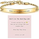 Don't Let the Hard Days Win Bracelet for Women Anxiety Relief Inspirational Gift Adjustable Braided String Bracelet with Encouragement Card Motivational Jewelry for Friends Stress Relief Gifts