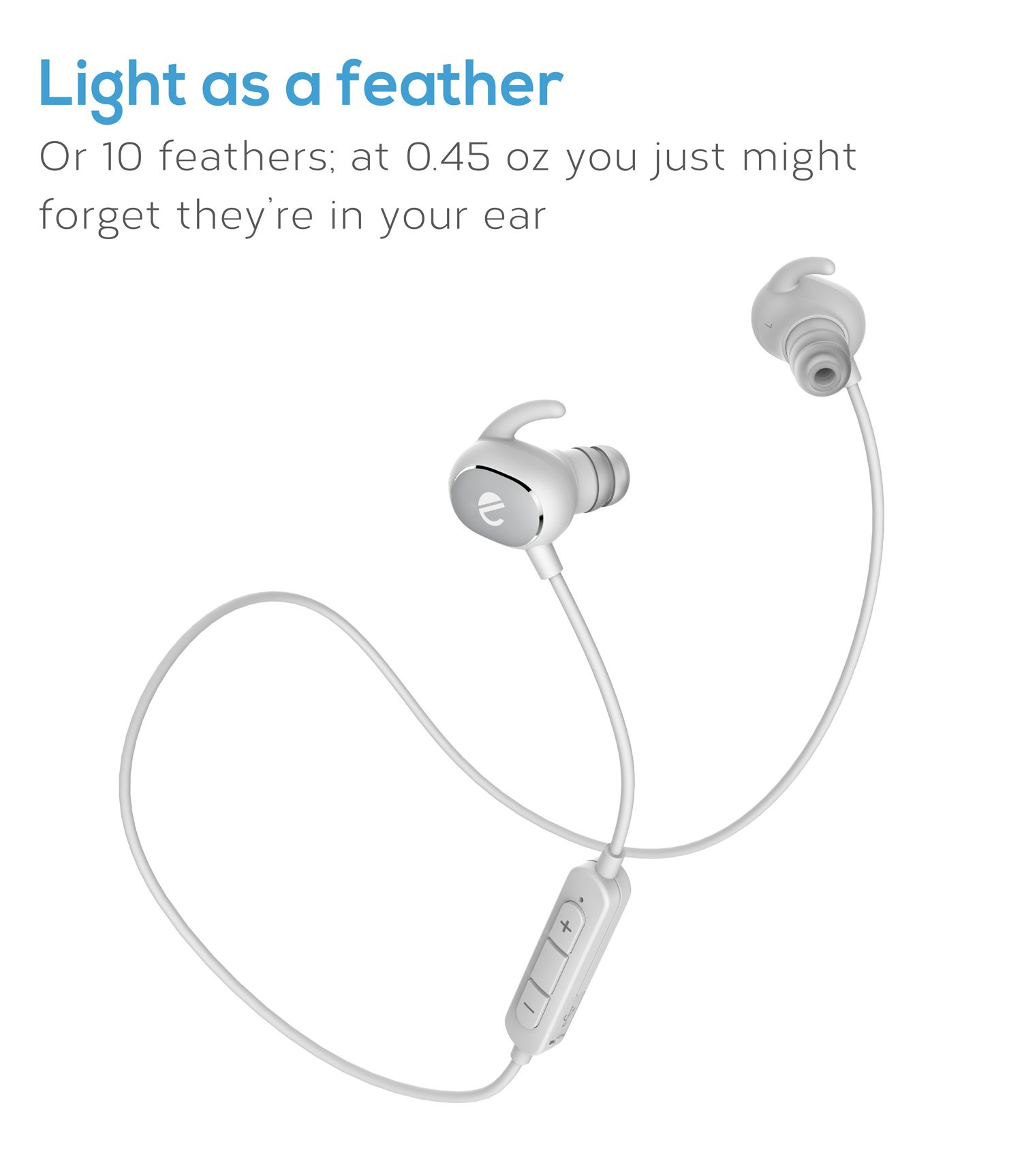 eeco Bluetooth Earphones Wireless Sport with Mic Earbuds Headphones Bluetooth 4.1 Lightweight Sport Hi-Fi Stereo in Ear APTX Stereo Sweatproof for Iphone, Tablets, Laptops, and other Smartphones