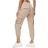 Women's Cargo Hiking Pants Quick Dry Lightweight Elastic Waist Button Pockets Joggers Athletic Sweatpants Travel Casual