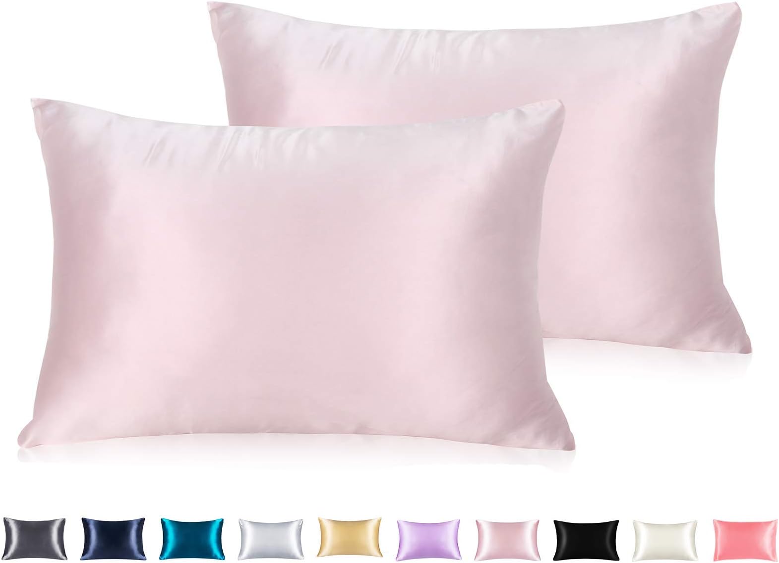 Adubor Satin Pillowcase 2 Pack Silky Pillow Cases for Hair and Skin, Anti-Wrinkle, Super Soft and Luxury Pillow Cases Covers with Envelope Closure (Standard: 20''x26'', Rouge Pink)