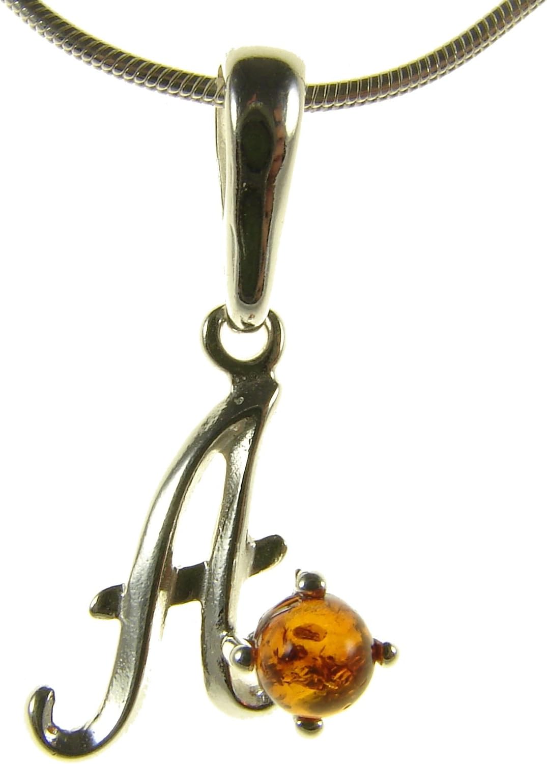 Baltic amber and sterling silver 925 alphabet letter A pendant jewellery jewelry (no chain)