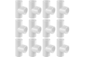 LESSO AMERICA LESSO 12PCS 3/4 Inch Tee PVC Fitting 3 Way Connector, Furniture Grade Corner Fittings for DIY Building Furniture Greenhouse Shed Pipe Fittings Tent Connection (Pack of 12)