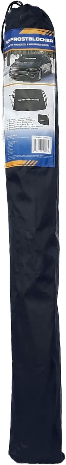FROSTBLOCKER Delk Windshield and Mirror Cover and Safety Straps, Black, 155 cm x 104 cm - Image 4