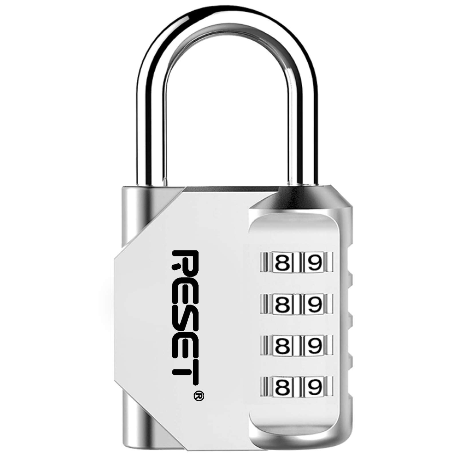 RESET-060 4 Digit Combination Padlock, Outdoor Lock, Indoor Padlock, Ideal for School Locker, Gym Locker, Fence, Gate, Hasp, Shed, Toolbox Sliver, 1-Pack — image 1