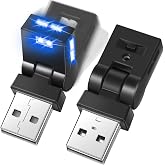 Frienda 2 Pcs Mini USB Light Car LED Interior Light, USB-A | 5v RGB Foldable Lighting, Adjustable 8 Color and Brightness, Smart USB Night Lamp for Cars Laptop Keyboard