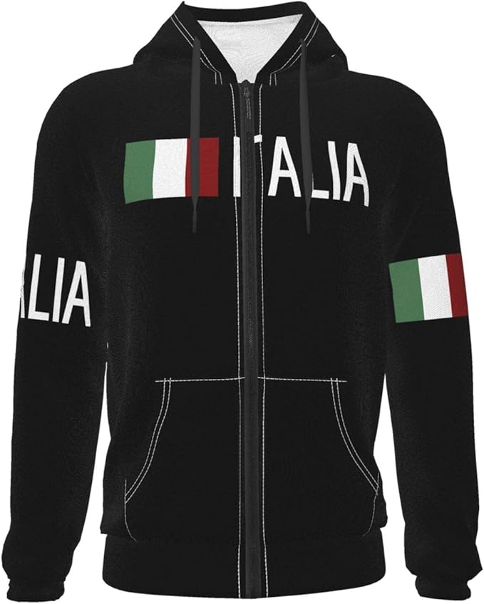 Italia Italy Italian Flag Men's Hoodie Pullover Casual Sweatshirt