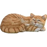 pandaxing Tabby Sleep Cat Statues Outdoor Decorative, Cat Memorial Statue for Yard Lawn Patio Porch, Garden Pet Grave Marker Figures, 9.44" L x 6.29" W x 4.33" H
