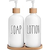 MOMEEMO White Soap Dispenser Bathroom Set, Soap and Lotion Dispenser Set Suitable for Bathroom Accessories Decor. (White)