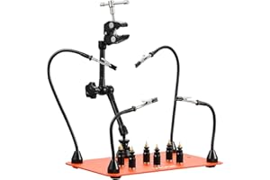 VEVOR Magnetic Helping Hands Soldering Station, 4 Flexible Arms Third Hand Tool, with 6 PCB Pillar Holders & 360 Hot Air Gun Holder, Heavy-Duty Base Soldering Helper for Electronic Repair Craft