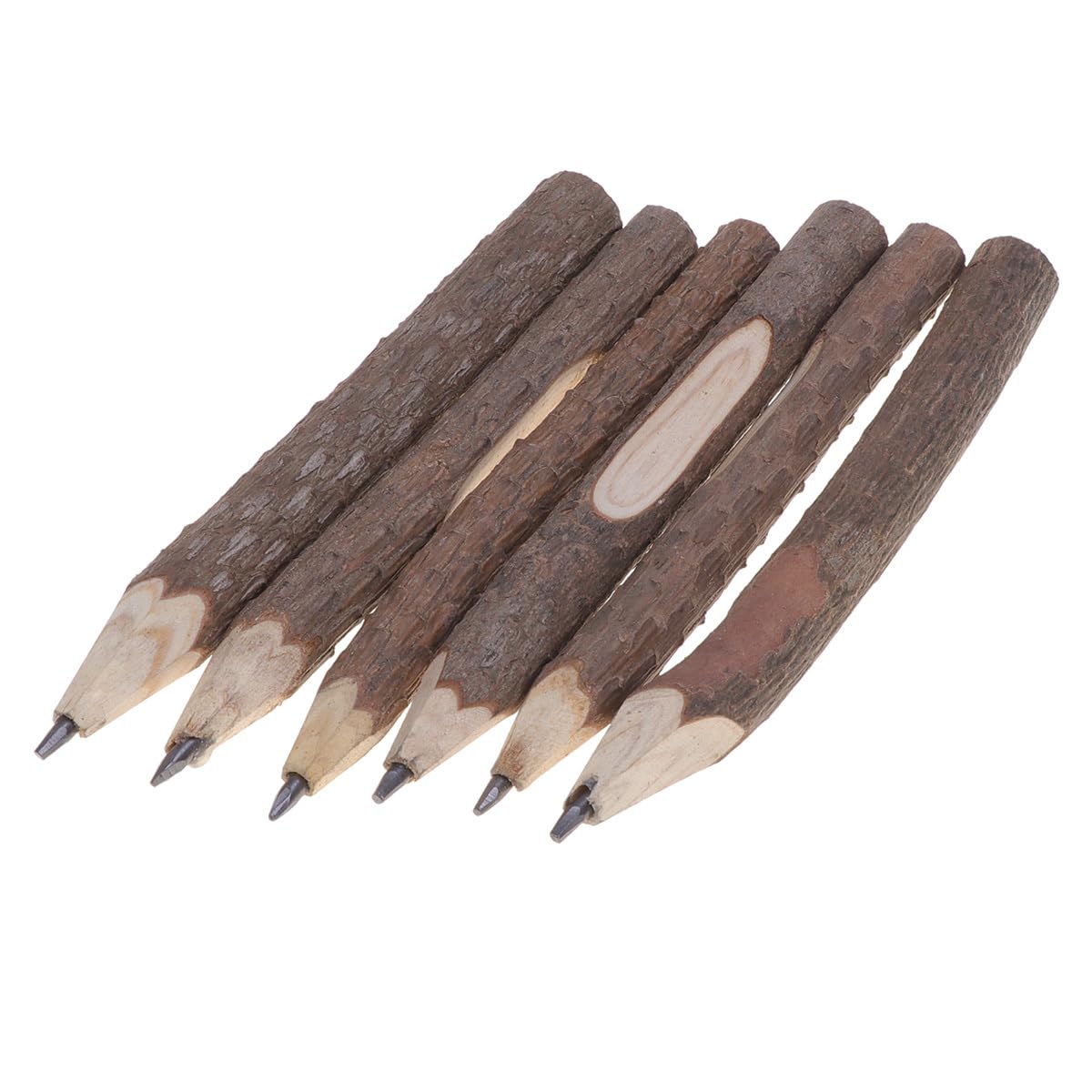 NUOBESTY Natural Tree Branch Pencils Set 6Pcs Rustic Wooden Sketch and Drawing Pencils for Artists Kids Creative Outdoor Use