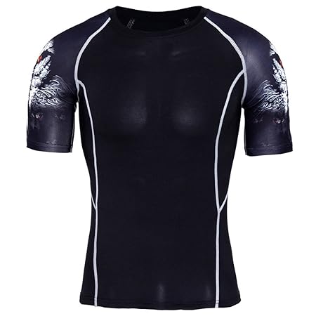Celucke Coole Laufshirts Sport Funktionsshirt Herren Kompressionsshirt, Kurzarm Rundhals Fitness T-Shirt Performance Training