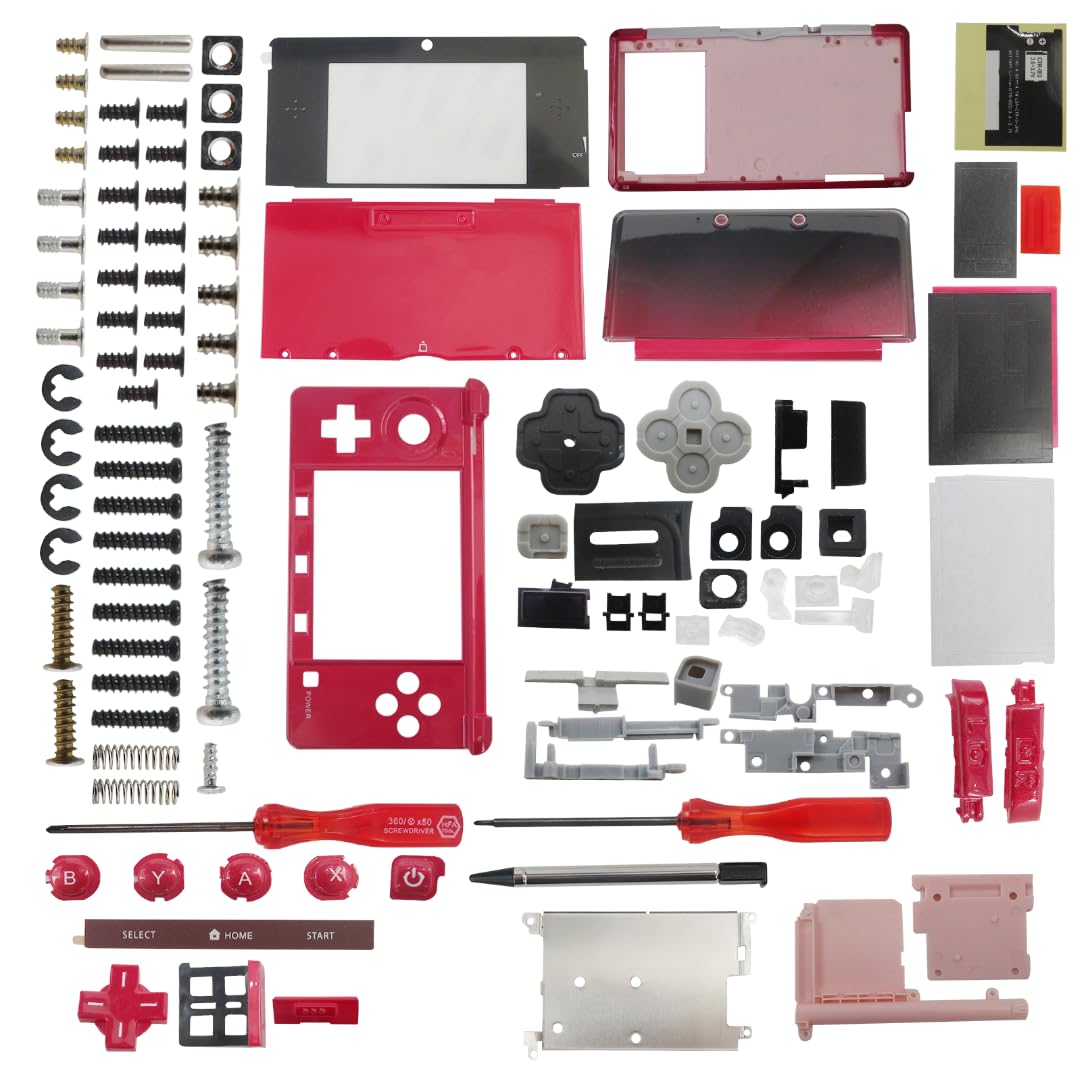 New Console Housing Shell Replacement Kit with Repair Tools Compatible for Nintendo 3DS(Flame Red) [video game]