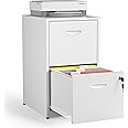 Kubohogar 2 Drawer File Cabinet with Lock,White Metal Filing Cabinets,Vertical Locking File Cabinet Fit Hanging Files, Letter,File Box and A4 Documents(White)