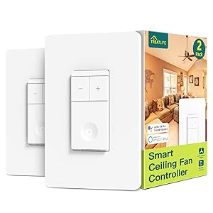 Treatlife Smart Ceiling Fan Control, 4 Speed Fan Switch for Ceiling Fan, Neutral Wire Required, Smart Home Devices that Works with Alexa and Google Assistant, Remote Control, Schedule, No Hub Required