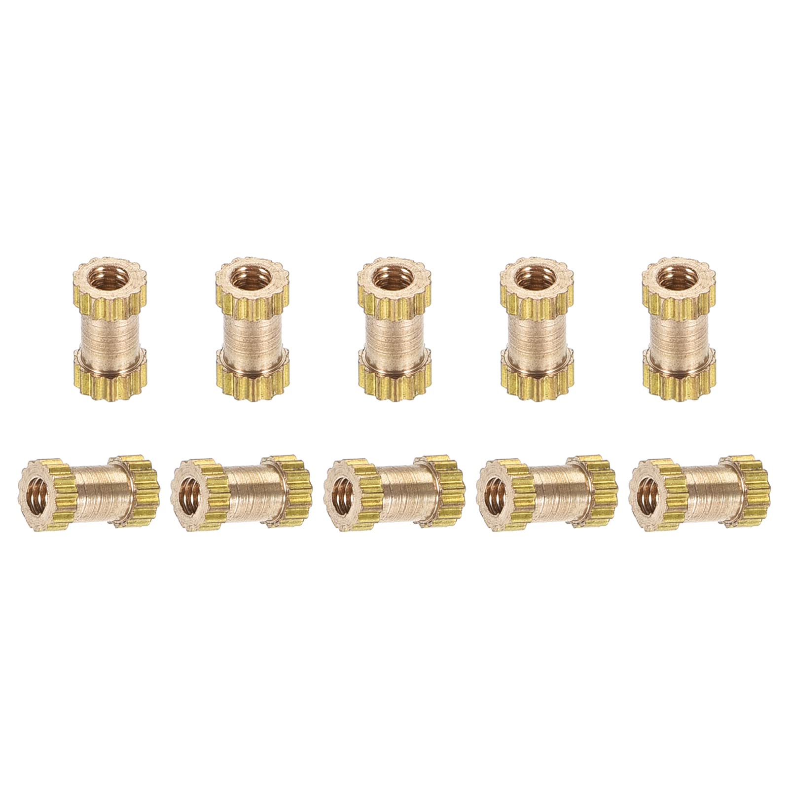 DTGN M2x6x3.5mm(IDxLxOD) Knurled Insert Nuts - 50 Pack - Good for Plastic Shells - Brass Female Thread Heat Set Inserts Embedment Nut